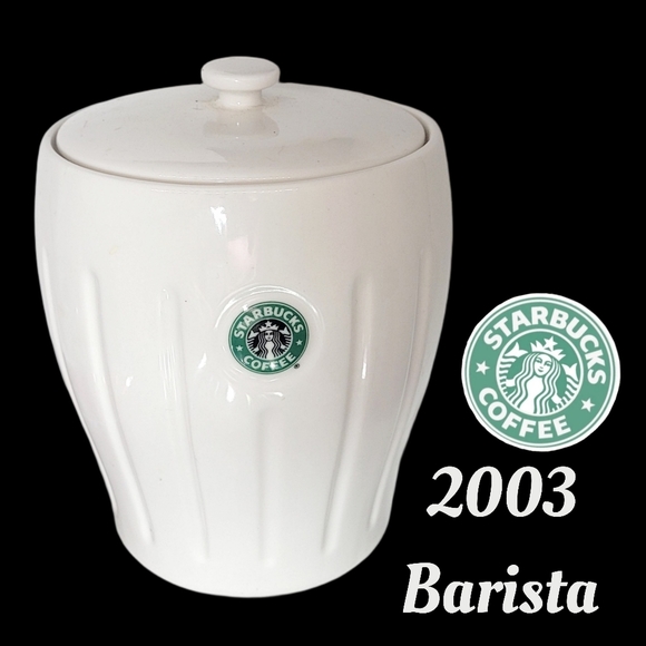 Starbucks Other - Starbucks vintage 2003 Barista ceramic ribbed coffee canister/ cookie jar